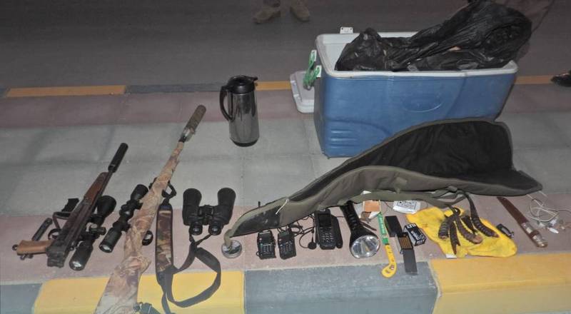 Confiscated weapons belonging to the alleged poachers. Photo: The Oman Environment Authority