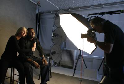 Tennis player Maria Sharapova and NBA basketball player LeBron James pose for a portrait by Patrick Demarchelier. Reuters