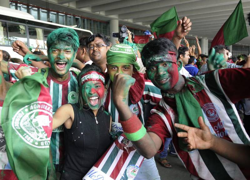 Fans of Mohun Bagan shown celebrating in the wake of hte team's I-League title last June. Subhendu Ghosh / Hindustan Times / Getty Images/  June 1, 2015
