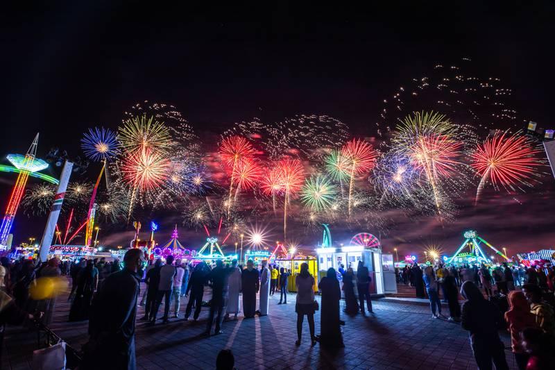 Part of the 40-minute firework display at the Sheikh Zayed Heritage Festival on New Year's Eve, 2021