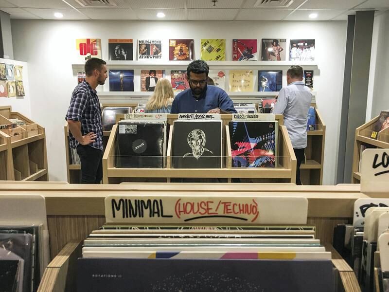 DUBAI, UNITED ARAB EMIRATES. 30 SEPTEMBER 2019. AlSerkal Lates evening at the AlSerkal Avenue. The seasonal opener for the gallery and destination district. The Flip side record store. (Photo: Antonie Robertson/The National) Journalist: None. Section: Weekend.