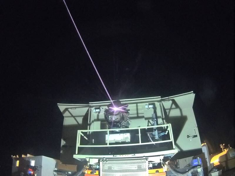 A handout picture released by the Israeli Ministry of Defence (MoD) on April 14, 2022, shows a high-power laser interception system, developed by Ministry of Defence's Directorate of Defence Research & Development (DDR&D) and Rafael Advanced Defence Systems, at an undisclosed location.  - Moments after US President Joe Biden touches down in Tel Aviv on Wednesday, the Israeli military will show him new hardware it says is essential to confronting Iran: anti-drone lasers.  As concerns mount over drone warfare, Israel hopes the new Iron Beam system will secure its skies.  While not yet operational, the military hardware was described as a "game-changer" in April by then prime minister Naftali Bennett.  (Photo by Israeli Ministry of Defence  /  AFP)  /  === RESTRICTED TO EDITORIAL USE - MANDATORY CREDIT "AFP PHOTO  /  HO  / ISRAELI MINISTRY OF DEFENCE" - NO MARKETING NO ADVERTISING CAMPAIGNS - DISTRIBUTED AS A SERVICE TO CLIENTS ===