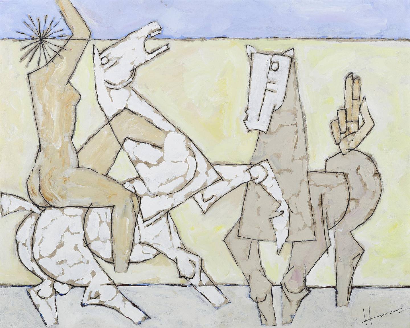 'Untitled (Horses)', M F Husain. 