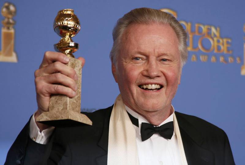 Jon Voight poses backstage with his award for Best Supporting Actor in a Series, Mini-Series or TV Movie for his role in Ray Donovan. Reuters 