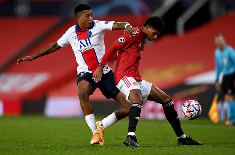 Presnel Kimpembe, 7 - After a quieter first half than he might have anticipated, he was kept much busier by the lively Rashford after the break and he did brilliantly to get a toe on a dangerous ball which was heading into the forward’s stride. Getty Images