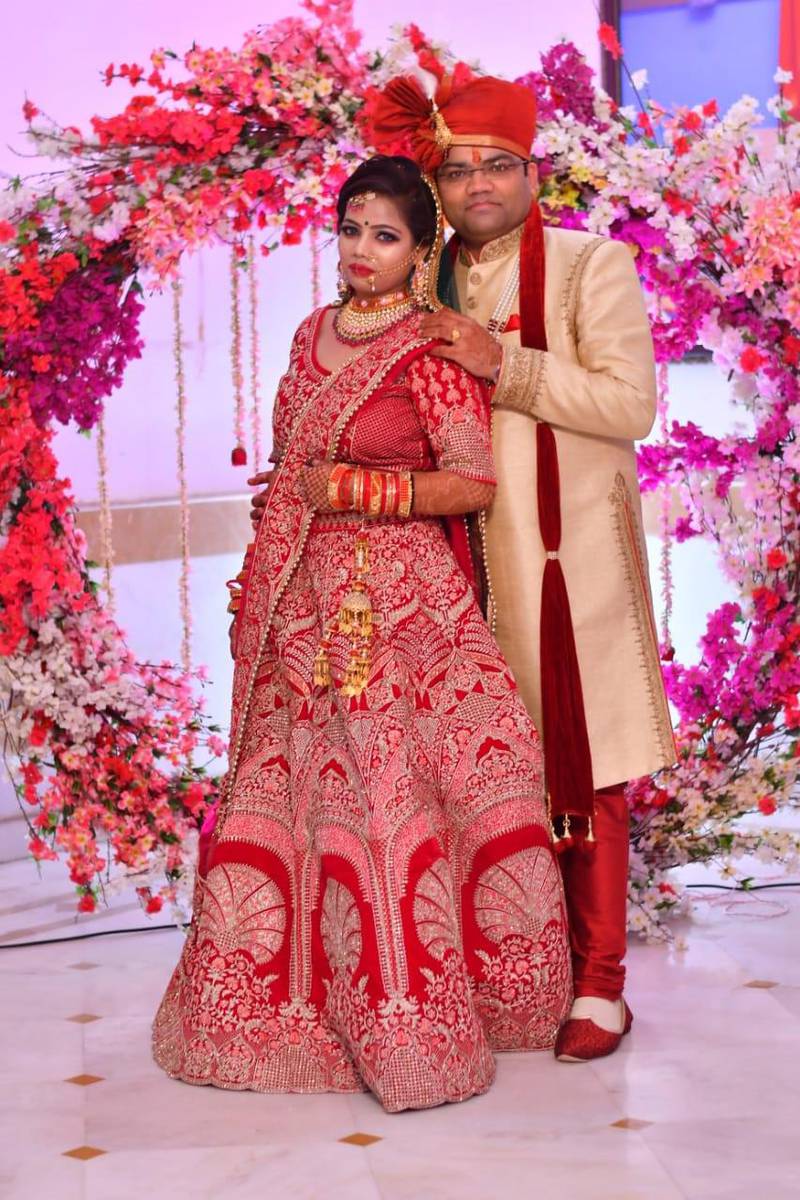Vishal Porwal, a 37-year-old Indian resident in Dubai and his wife Neha Porwal at their wedding in Kanpur in May.Photo: Vishal Porwal
