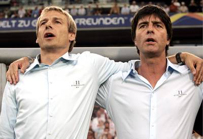 Germany manager Jurgen Klinsmann alongside his assistant Joachim Low at the 2006 World Cup. EPA