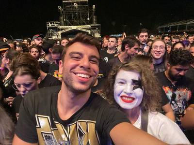 Vinicius Nascimento with his mother at a previous Kiss concert. She flew in from Brazil for the Dubai show. Photo: Vinicius Nascimento