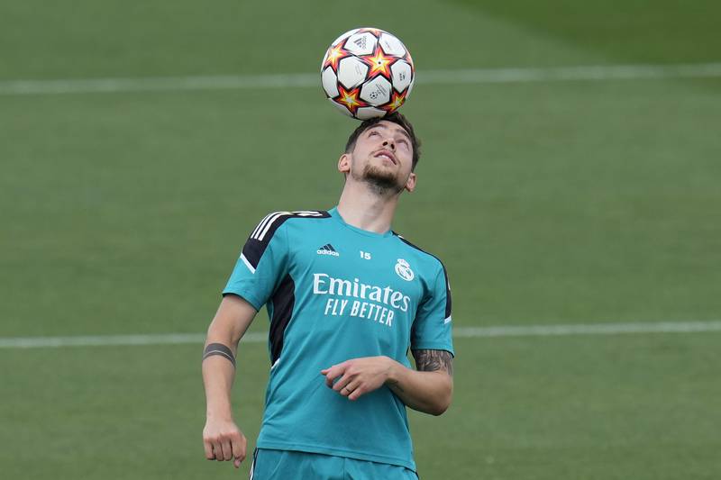 Real Madrid's Federico Valverde trains ahead of Saturday's Champions League final in Paris. AP