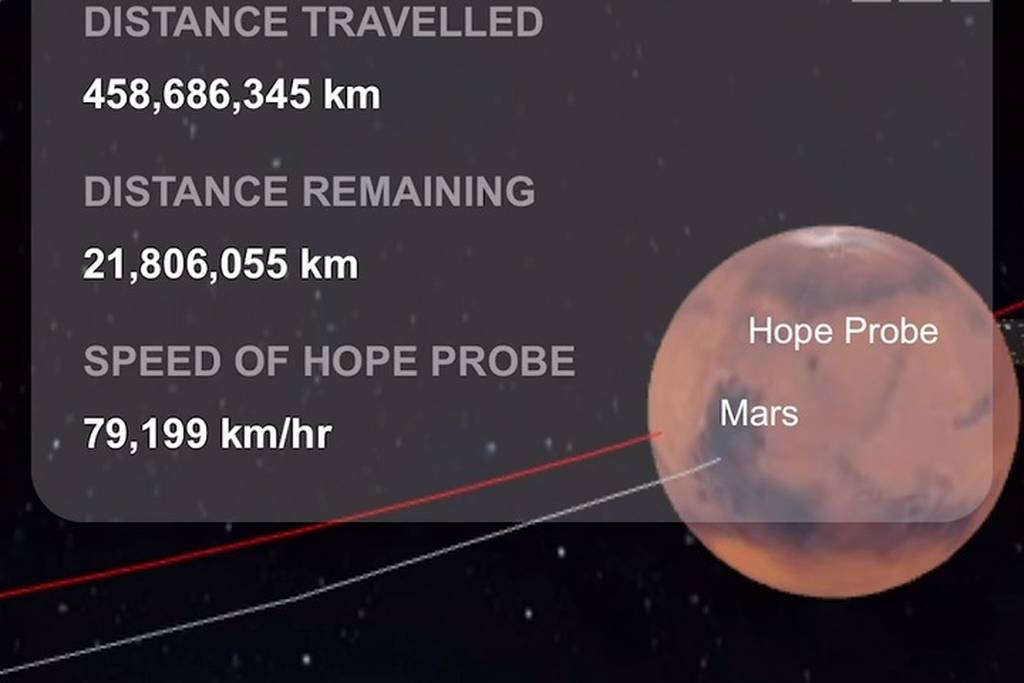 What happens when the Hope probe reaches Mars?
