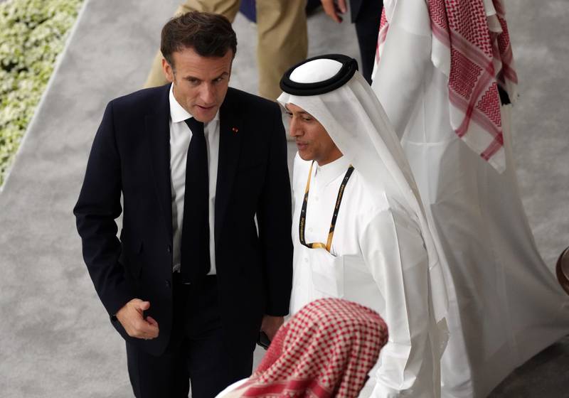 French President Emmanuel Macron during the semi-final against Morocco at Al Bayt Stadium. PA