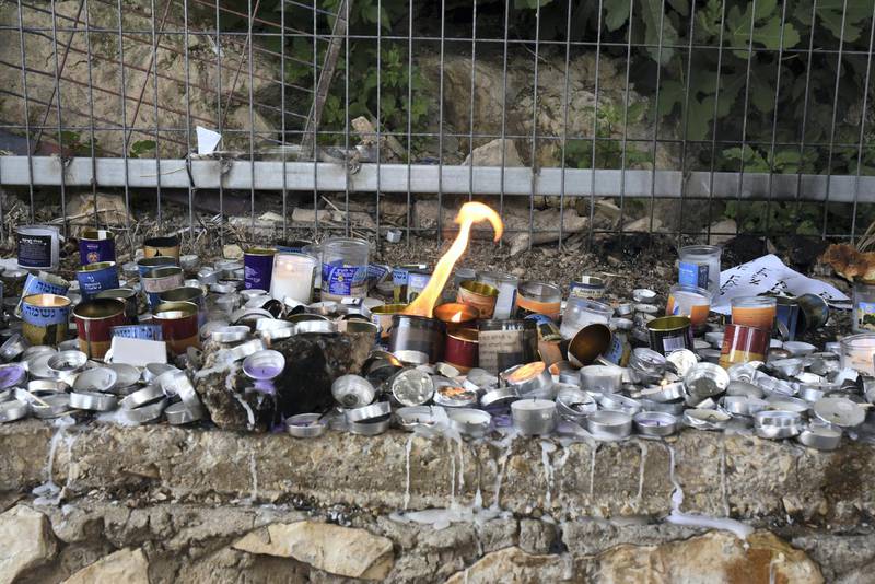 Hundreds of candles have been lit at Mount Meron, Israel in memory of the stampede victims. Rosie Scammell for The National