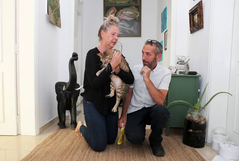 Jacqueline Appleby and her husband Dave helped to co-ordinate the rescue of more than 150 cats abandoned in Al Falah. Pawan Singh / The National