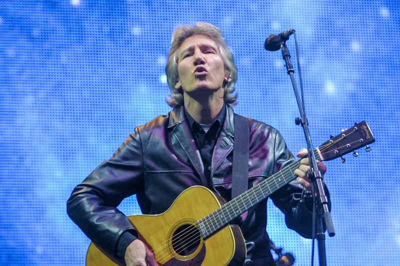 Pink Floyd co-founder Roger Waters performing on the Pyramid Stage at Glastonbury, 2002. Getty Images