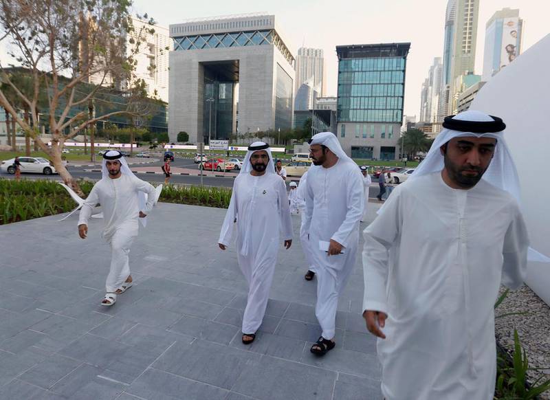 Sheikh Mohammed bin Rashid, Vice President and Ruler of Dubai, arrives for the official opening of the world’s first functional 3D-printed offices in Dubai. Ahmed Jadallah / Reuters