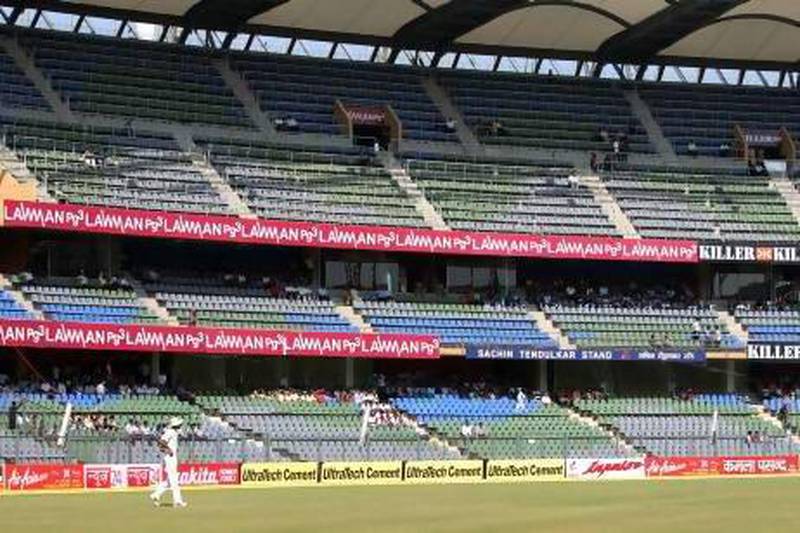 A view of empty stands during the second day of the third Test match between India and West Indies in 2011 in Mumbai.