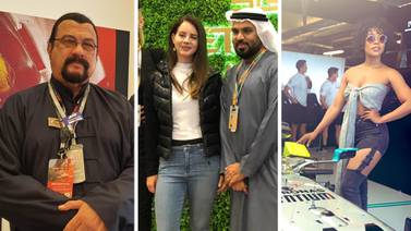 Celebrities at the Abu Dhabi F1: Steven Seagal, Lana Del Rey and Nomzamo Mbatha. Instagram, Twitter 