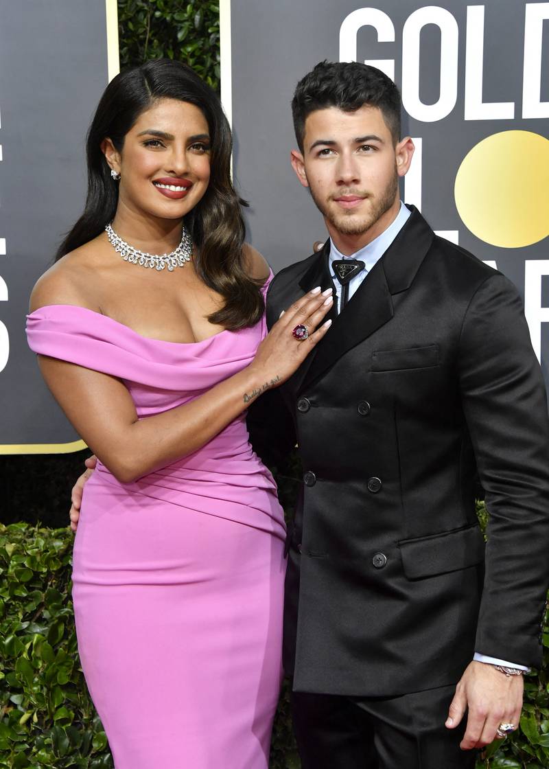 The couple attend the 77th Annual Golden Globe Awards at The Beverly Hilton Hotel on January 5, 2020, in California.   Getty via AFP