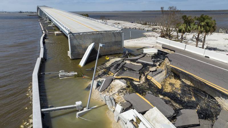The storm destroyed a section of the Sanibel Causeway that connects an island to the south-western mainland of Florida. AP