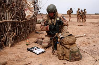 A French soldier takes part in Operation Barkhane in Ndaki, Mali, on July 28, 2019. More than 5,000 troops are serving in the force in West Africa. Reuters