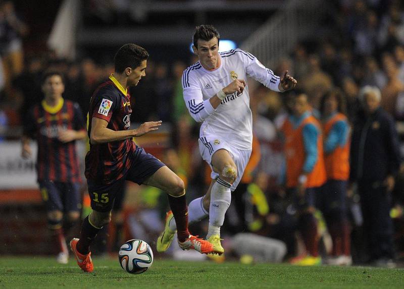 April 2014: Real Madrid v Barcelona - Copa del Rey final winner. The crowning moment of Bale’s debut season at Real Madrid. With the score level at 1-1, Bale scored one of the greatest goals in Spanish football history, burning Barcelona defender Marc Bartra for pace, sprinting half the pitch, before sliding the ball home for an 85th minute winner. Getty