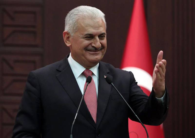 Turkish prime minister Binali Yildirim announces the details of an agreement reached with Israel, in Ankara on June 27, 2016. Burhan Ozbilici / AP Photo