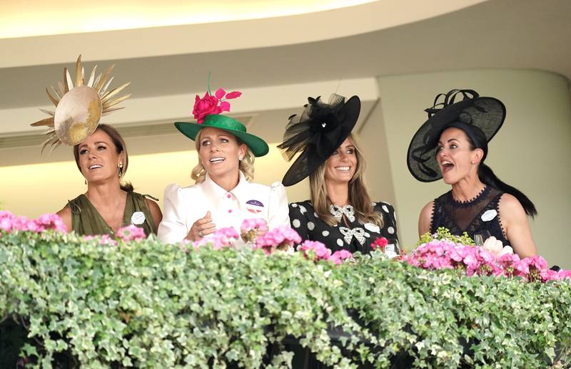 Zara Tindall, second from left, Anna Woolhouse, third from left, and Kirsty Gallacher, right, during day three of Royal Ascot at Ascot Racecourse. PA Wire