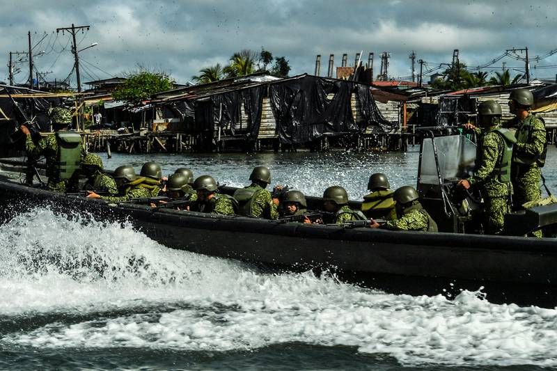 A Colombian navy patrol off Buenaventura, most of which is controlled by gangs. AFP