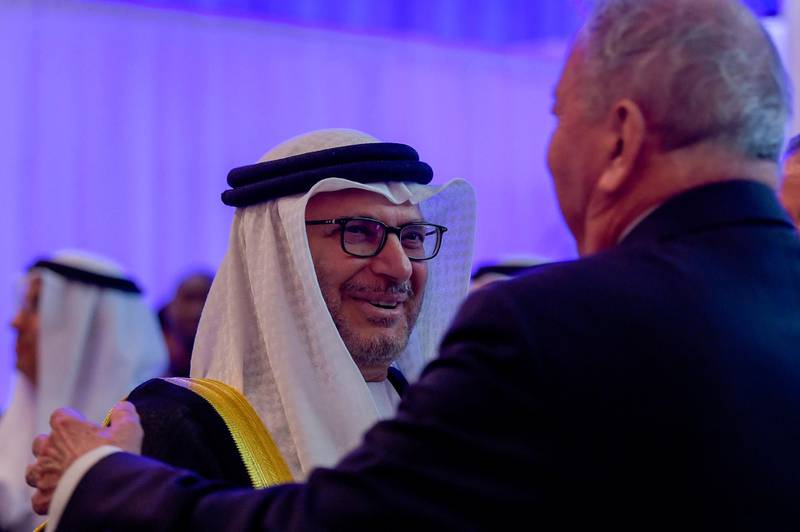 UAE's Minister of State for Foreign Affairs Anwar Gargash arrives for the opening of the 15th Manama Dialogue, a regional security summit organized by the International Institute for Strategic Studies (IISS) in the Bahraini capital on November 22, 2019.  / AFP / Mazen Mahdi
