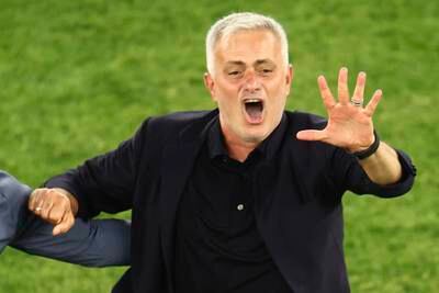 Roma's coach Jose Mourinho celebrates his fifth European final victory. AP