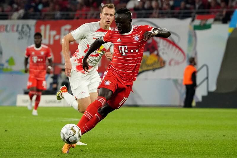 Sadio Mane on the ball during the German Supercup match between RB Leipzig and Bayern Munich. EPA