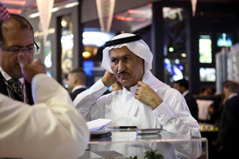 Dubai, United Arab Emirates - October 8 2013 -Hussain Sajwani, UAE Chairman and Founder of DAMAC Group is seen at theDAMAC-Trump stand at Cityscape at the Dubai World Trade Center. Journalist: Lucy Barnard. Section: Business. (Razan Alzayani / The National) 
 *** Local Caption ***  RA1008_cityscape_interviews_18.jpg