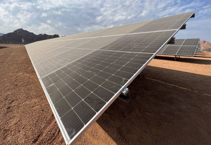 Solar panels in Sharm El Sheikh, Egypt. The Mena region receives up to 26 per cent of the world's solar energy. Reuters