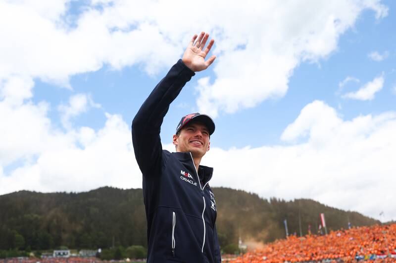 Max Verstappen waves to the crowd. Getty