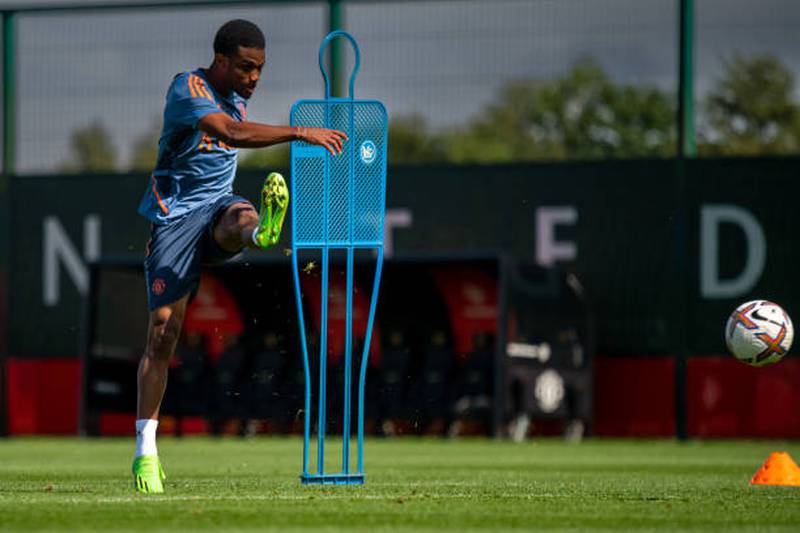 Amad during Manchester United's training session. Getty