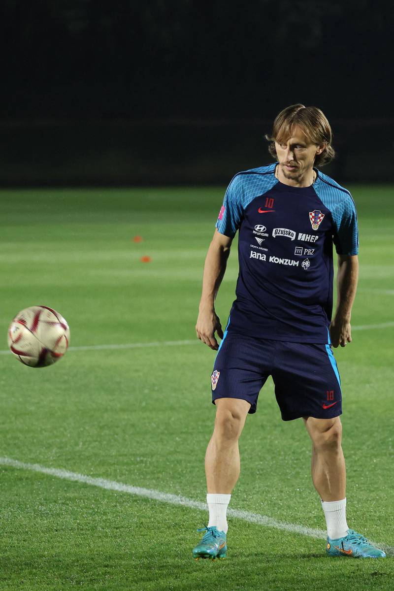 Croatia's midfielder Luka Modric takes part in a training session. AFP