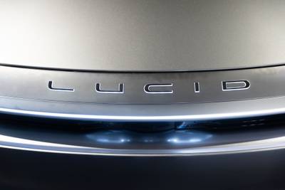 The grille of a Lucid Motors Air Grand Touring electric vehicle. Bloomberg