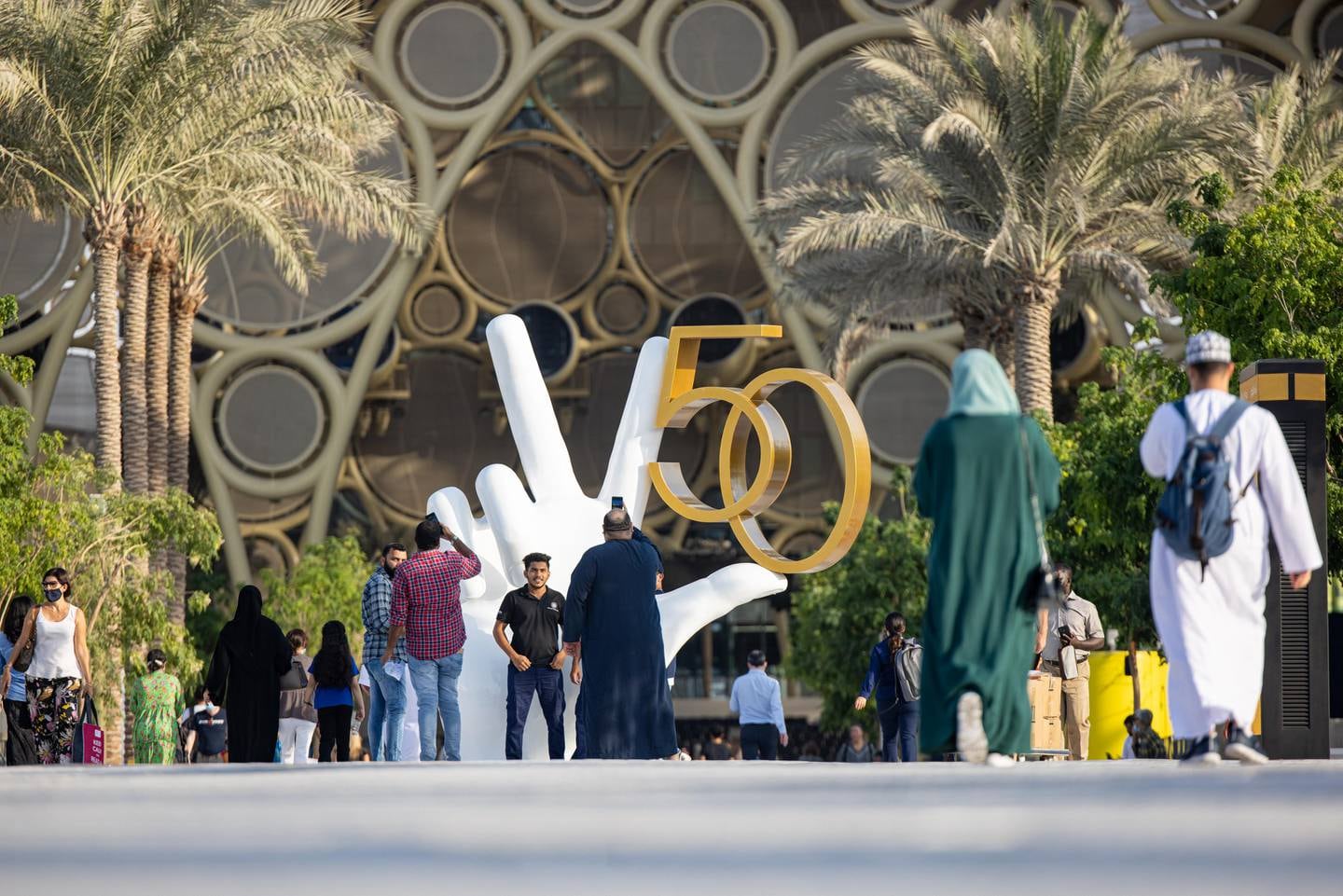 DUBAI, 21 November 2021. Installation in celebration of the 50th National Day of the UAE on Al Wasl Avenue, Expo 2020 Dubai. (Photo by Christopher Pike/Expo 2020 Dubai)