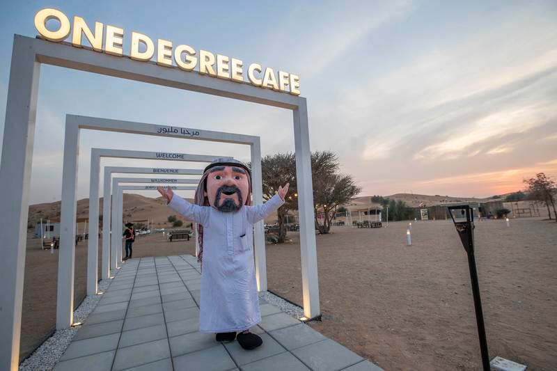 One Degree Cafe's mascot welcomes visitors to the cafe. 

