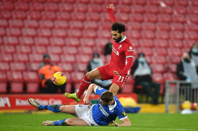 Mohamed Salah - 6. The Egyptian missed chances in both halves but still looked the sharpest Liverpool attacker. Brighton were able to crowd him out on a disappointing outing. Getty Images