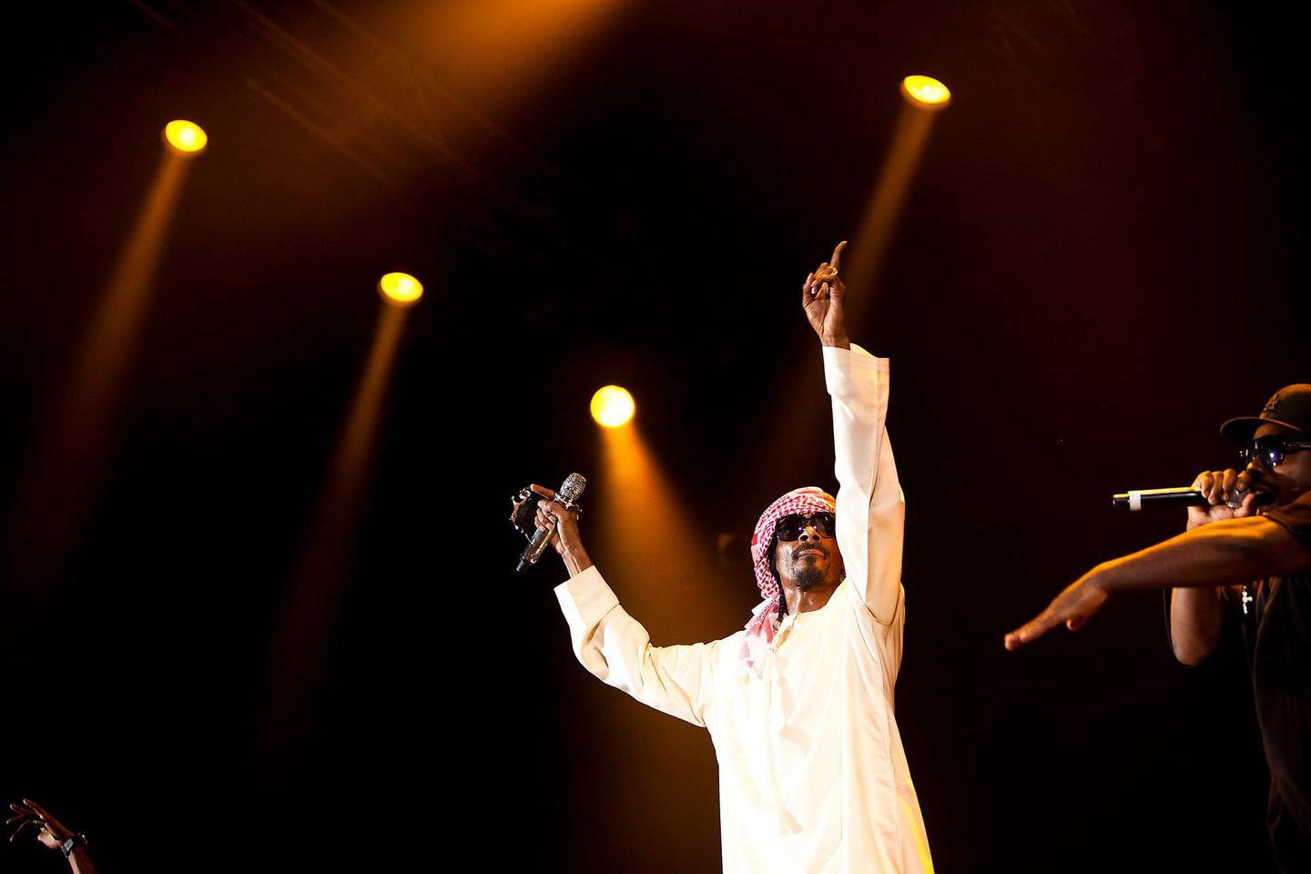ABU DHABI, UNITED ARAB EMIRATES – May 6, 2011:   American hip-hop artist Snoop Dogg performs at Yas Arena in Abu Dhabi on Friday May 6, 2011. ( Andrew Henderson / The National )