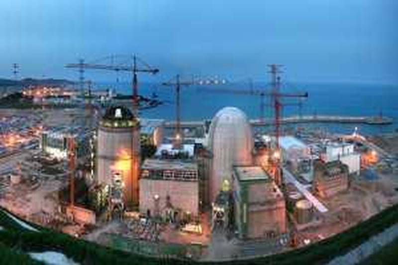 The Shin-Kori Reactors No. 3 and 4 under construction in South Korea. Courtesy Embassy of the Republic of Korea to U.A.E.