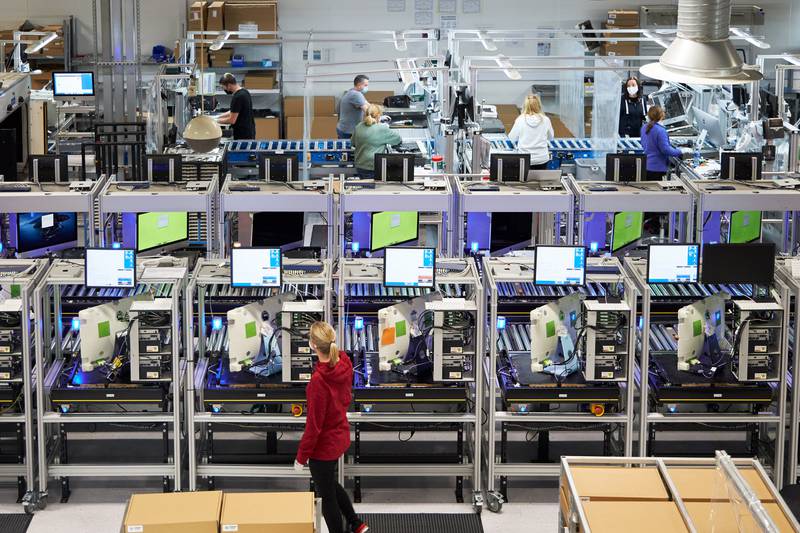 The production line at Apple's Cork campus in Ireland, the iPhone maker's first complex outside the US. Photo: Apple