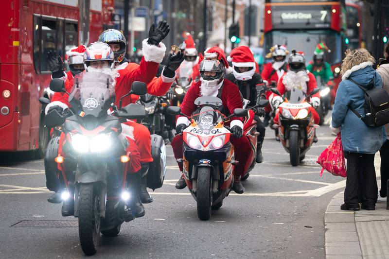 Thursday also saw motorcyclists dressed as Father Christmas spreading some cheer as they drove along Oxford Street in central London. PA