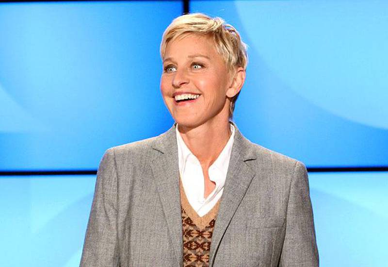 FILE- This Sept. 26, 2011, file photo, originally provided by Warner Bros., shows Ellen DeGeneres during a taping of "The Ellen DeGeneres Show" in Burbank, Calif. The Kennedy Center in Washington is awarding DeGeneres the Mark Twain Prize for American Humor on Oct. 22. The show will be broadcast on PBS stations Oct. 30. (AP Photo/Warner Bros., Michael Rozman, File)