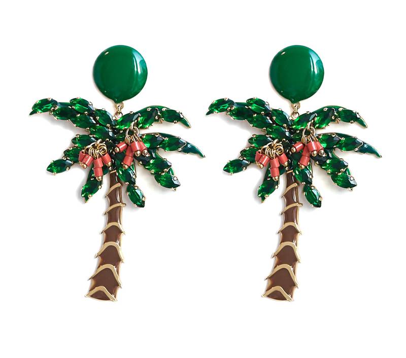 Elsa O palm tree earrings, Dh973. Courtesy Elsa O