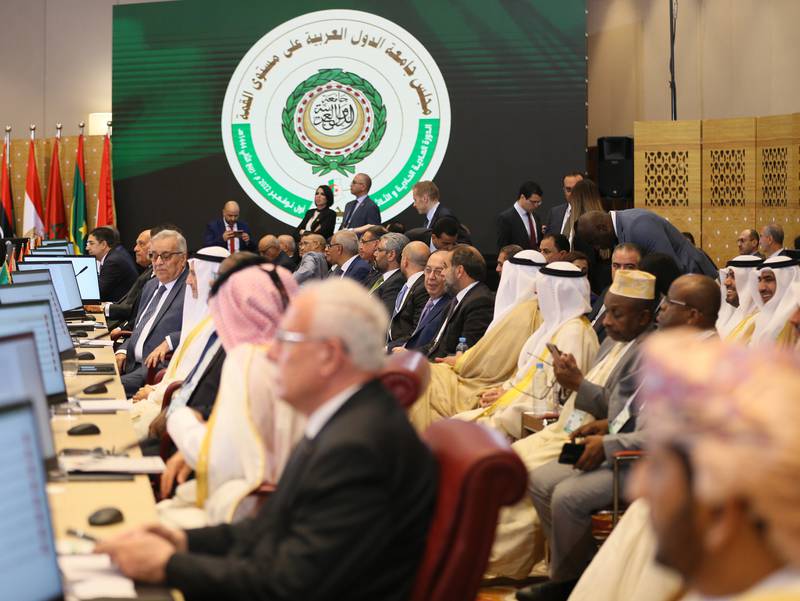 Ministers and delegates attend a meeting before the 31st Arab League summit begins. AP