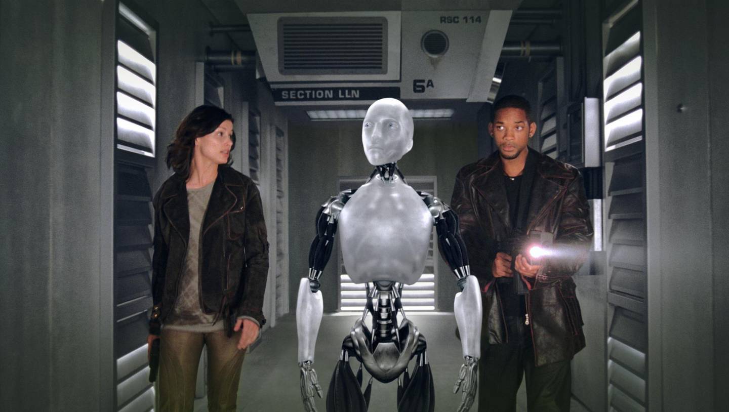 Will Smith and Bridget Moynahan in I, Robot. Courtesy 20th Century Fox