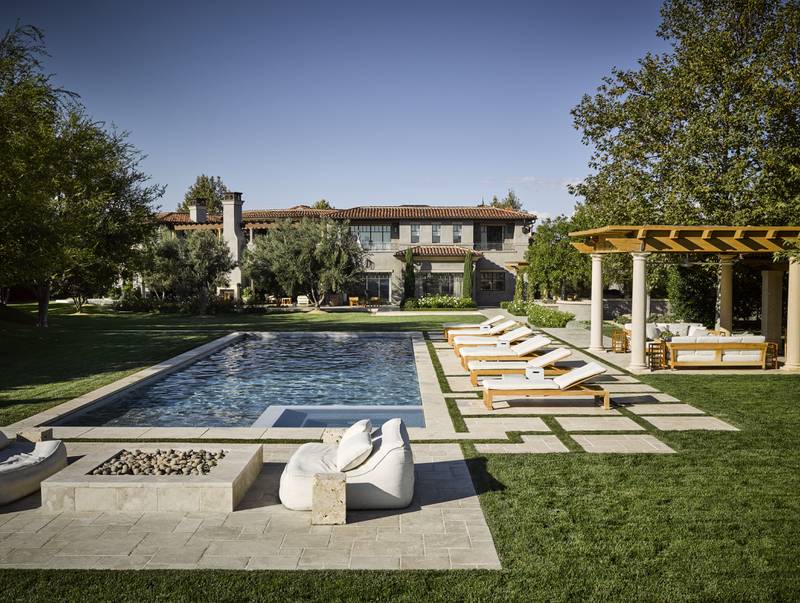 The outdoor area at Kourtney Kardashian's California home. Photo: Martyn Lawrence Bullard