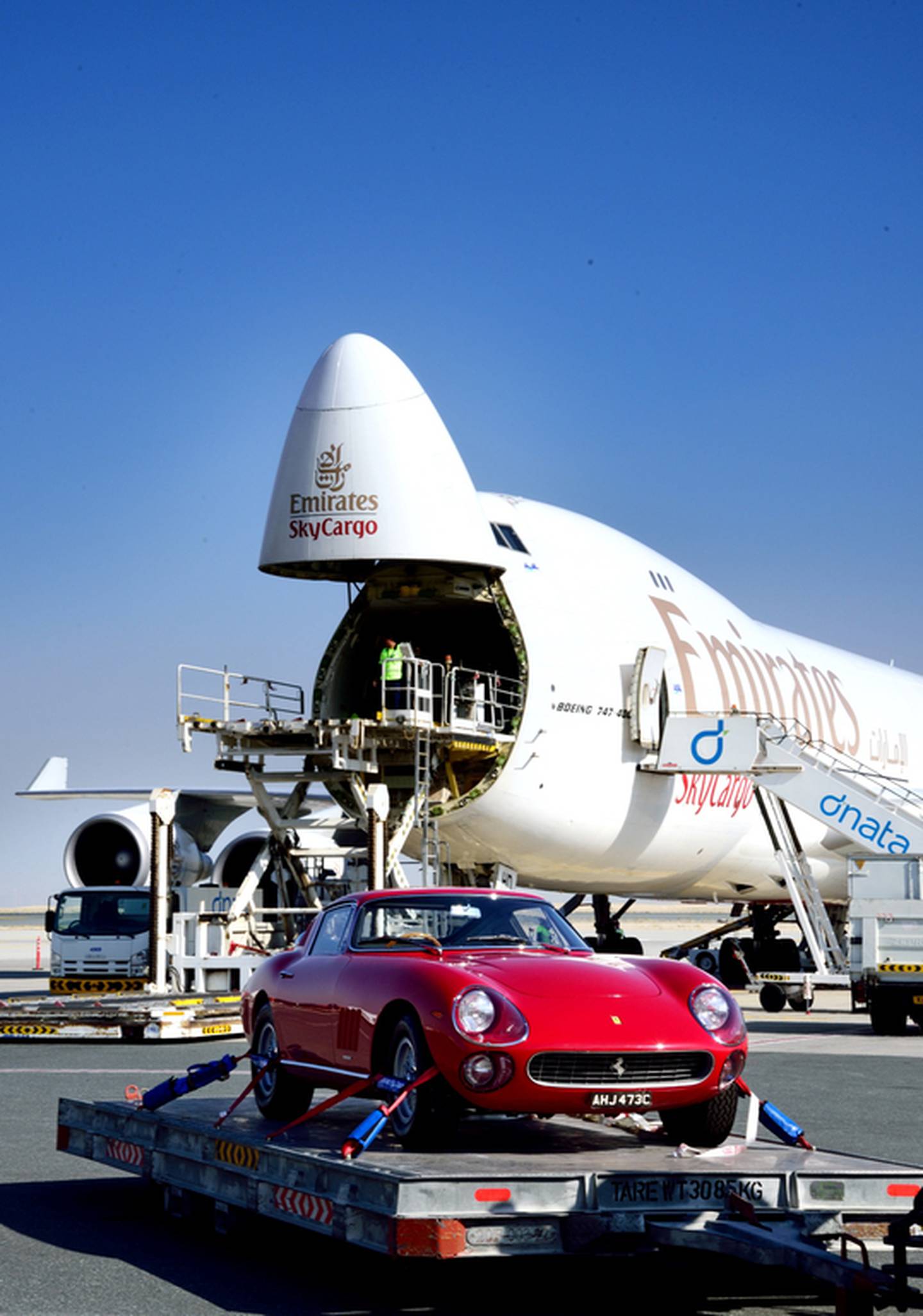 An Emirates Sky Cargo jumbo jet prepares to unload. Freight volumes for Middle East carriers have rocketed. Photo: Emirates  